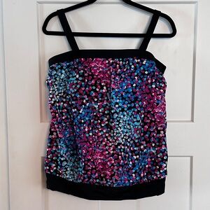 Merona® Womens Plus-Size Blouson Swim Top - Black/Pink/Blue 18W